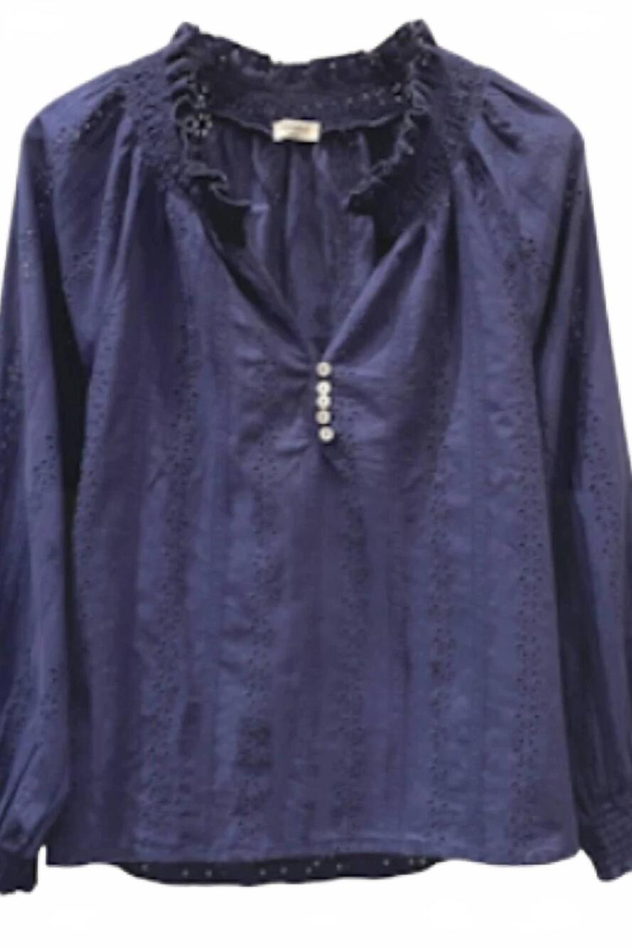 NEW DYLAN BY TRUE GRIT women's talulah blouse in indigo/navy